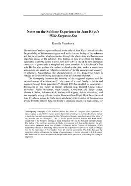 Notes on the Sublime Experience in Jean Rhys's Wide Sargasso