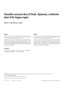 Oenanthe Incrassans Bory & Chaub. (Apiaceae)