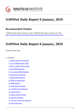 Napsnet Daily Report 6 January, 2010