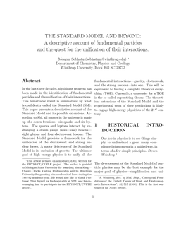 THE STANDARD MODEL and BEYOND: a Descriptive Account of Fundamental Particles and the Quest for the Uniﬁcation of Their Interactions