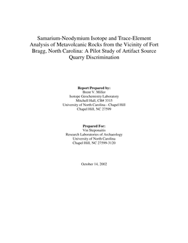 Samarium-Neodymium Isotope and Trace-Element Analysis Of