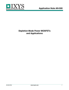 AN-500: Depletion-Mode Power Mosfets and Applications