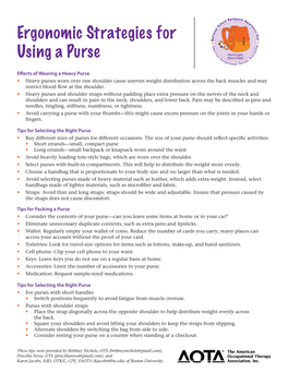 Ergonomic Strategies for Using a Purse