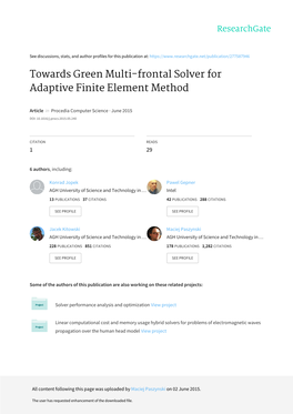 Towards Green Multi-Frontal Solver for Adaptive Finite Element Method