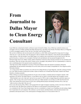 From Journalist to Dallas Mayor to Clean Energy Consultant