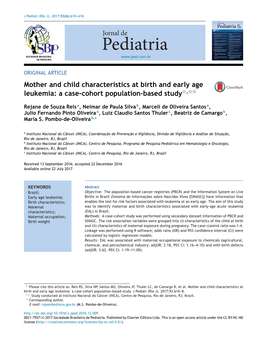 Mother and Child Characteristics at Birth and Early Age Leukemia