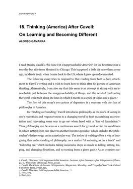 18. Thinking (America) After Cavell: on Learning and Becoming Different