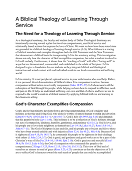 A Biblical Theology of Learning Through Service
