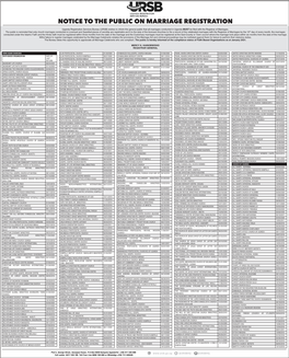 (Ursb): Notice to the Public on Marriage Registration