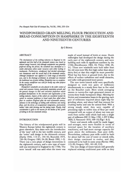 Windpowered Grain Milling, Flour Production and Bread Consumption in Hampshire in the Eighteenth and Nineteenth Centuries