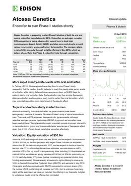 Atossa Genetics Clinical Update