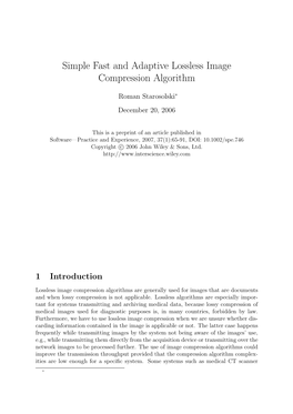 Simple Fast and Adaptive Lossless Image Compression Algorithm