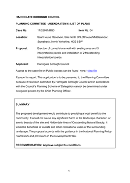 1 Harrogate Borough Council Planning Committee