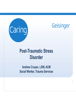 Post-Traumatic Stress Disorder