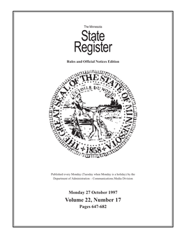 State Register Volume 22, Issue 17