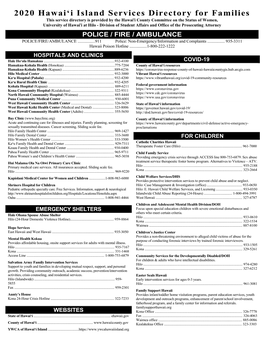 2020 Hawai'i Island Services Directory for Families