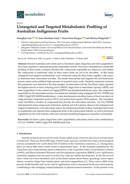 Untargeted and Targeted Metabolomic Profiling of Australian