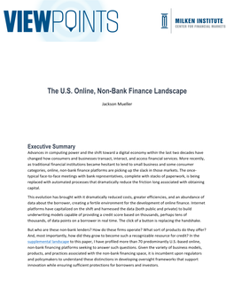 The U.S. Online, Non-Bank Finance Landscape