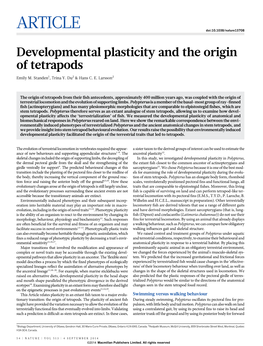 Developmental Plasticity and the Origin of Tetrapods