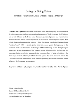 Eating Or Being Eaten: Symbolic Reversals in Louise Erdrich’S Poetic Mythology