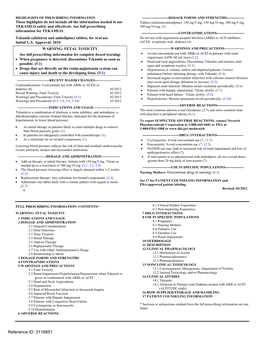 Tekamlo (Aliskiren and Amlodipine) Tablets, for Oral Use Do Not Use with Angiotensin Receptor Blockers (Arbs) Or ACE Inhibitors Initial U.S