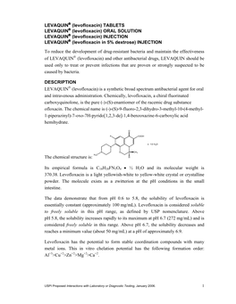 ORAL SOLUTION LEVAQUIN (Levofloxacin)