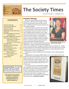 The Society Times Volume 2 Number 2 SUMMER 2019