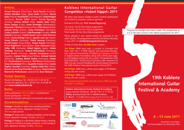19Th Koblenz International Guitar Festival & Academy