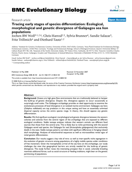 Tracing Early Stages of Species Differentiation: Ecological