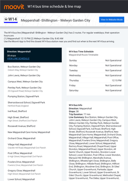 W14 Bus Time Schedule & Line Route