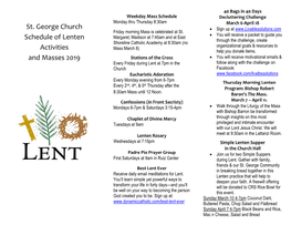 St. George Church Schedule of Lenten Activities and Masses 2019