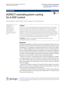 INSPECT: Extending Plane‑Casting for 6‑DOF Control