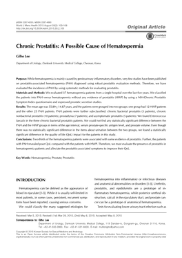 Chronic Prostatitis: a Possible Cause of Hematospermia