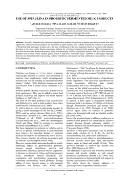 Use of Spirulina in Probiotic Fermented Milk Products