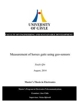 Measurement of Horses Gaits Using Geo-Sensors