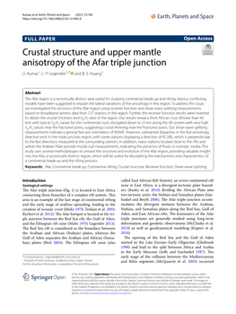 Crustal Structure and Upper Mantle Anisotropy of the Afar Triple Junction U