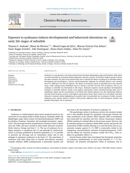 Exposure to Ayahuasca Induces Developmental and Behavioral Alterations on Early Life Stages of Zebraﬁsh T