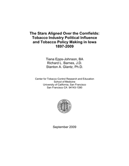 Tobacco Industry Political Influence and Tobacco Policy Making in Iowa 1897-2009