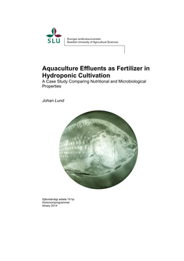 Aquaculture Effluents As Fertilizer in Hydroponic Cultivation a Case Study Comparing Nutritional and Microbiological Properties