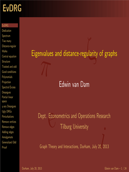 Eigenvalues and Distance-Regularity of Graphs Edwin Van