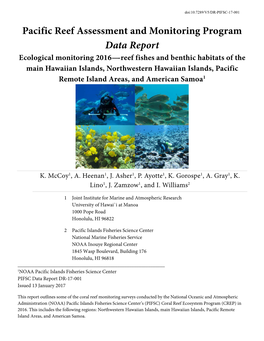 Pacific Reef Assessment and Monitoring Program Data Report