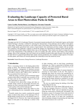 Evaluating the Landscape Capacity of Protected Rural Areas to Host Photovoltaic Parks in Sicily