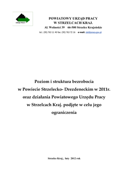 Poziom I Struktura Bezrobocia W Powiecie Strzelecko-Drezdeneckim