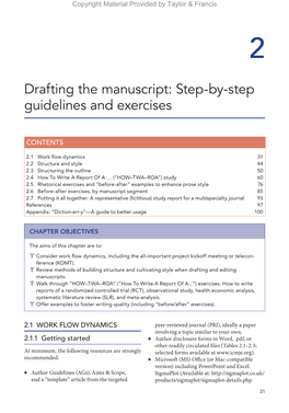 Drafting the Manuscript: Step-By-Step Guidelines and Exercises