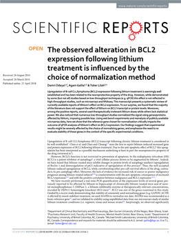 The Observed Alteration in BCL2 Expression Following Lithium