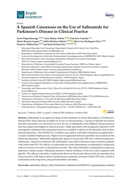 A Spanish Consensus on the Use of Safinamide for Parkinson's Disease in Clinical Practice