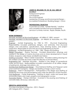 JAMES M. WILLIAMS, PE, CE, SE, AIA, LEED AP Architect Professional