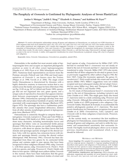 The Paraphyly of Osmunda Is Confirmed by Phylogenetic Analyses of Seven Plastid Loci