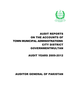 Audit Reports on the Accounts of Town Municipal Administrations City District Governmentmultan