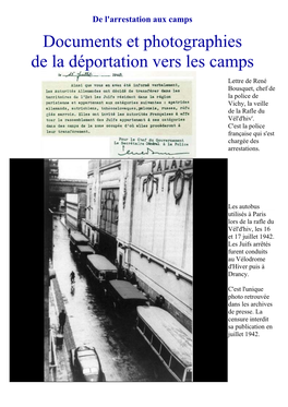 Documents Et Photographies De La Déportation Vers Les Camps